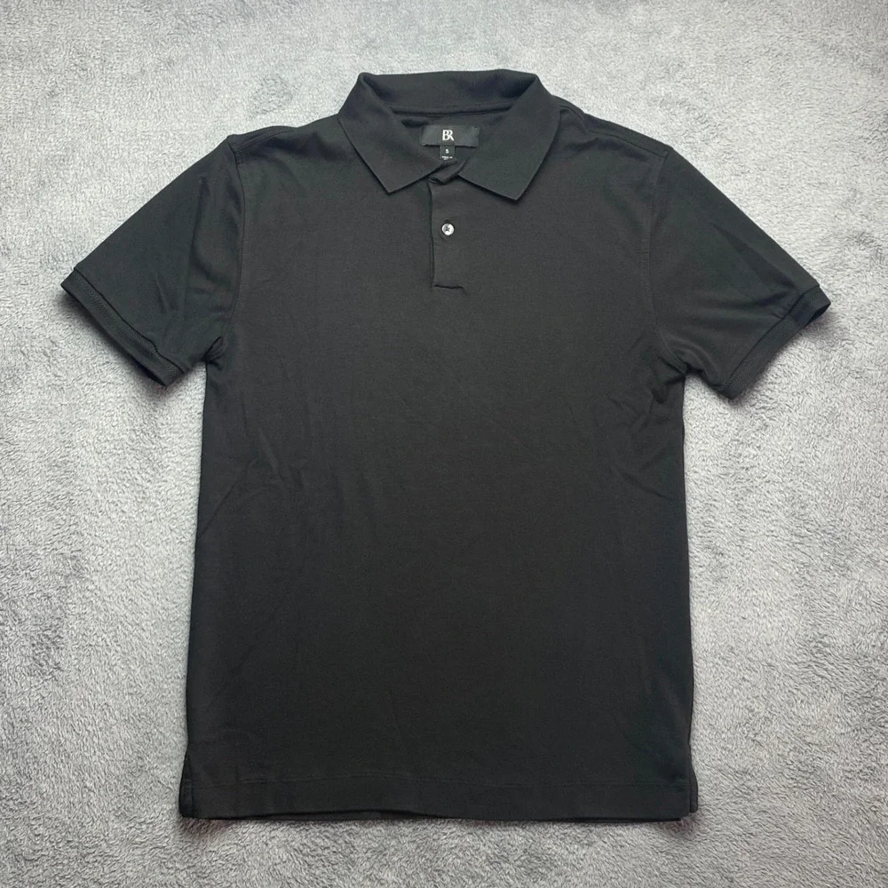 Banana Republic Polo Shirt Mens Small Lux Touch Black Cotton SS‎ 811423-03